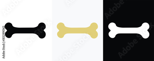 Dog bone silhouette vector, pet treat icon, bone shape vector illustration