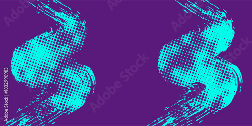 Abstract Sports Background with Blue and Purple Brush Texture and Halftone Effect. Grunge Background for Banner or Poster Design