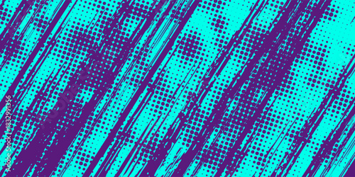 Abstract Sports Background with Blue and Purple Brush Texture and Halftone Effect. Grunge Background for Banner or Poster Design. Vector modern