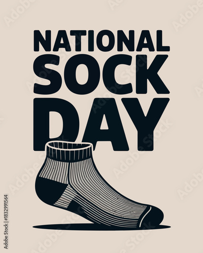 National Sock Day Black and White Sock Design Illustration