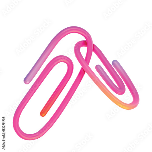 Two paper clips are fastened together. 3D Vector Illustration