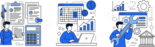 Financial planning, business strategy, economic analysis, accounting, budgeting, investment, forecasting, policy, system optimization, currency, charts, graphs, calendar, financial tools, economic man