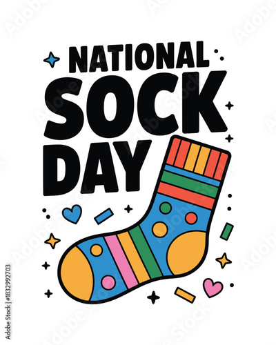 National Sock Day Colorful Striped Sock Celebration Illustration