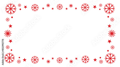 Christmas Simple Red snowflake border design for winter holidays and celebrations