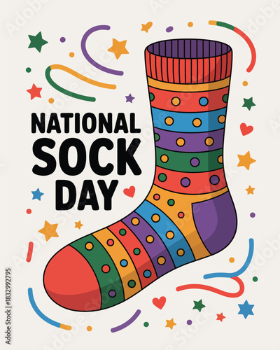 National Sock Day Colorful Striped Sock Celebration Illustration