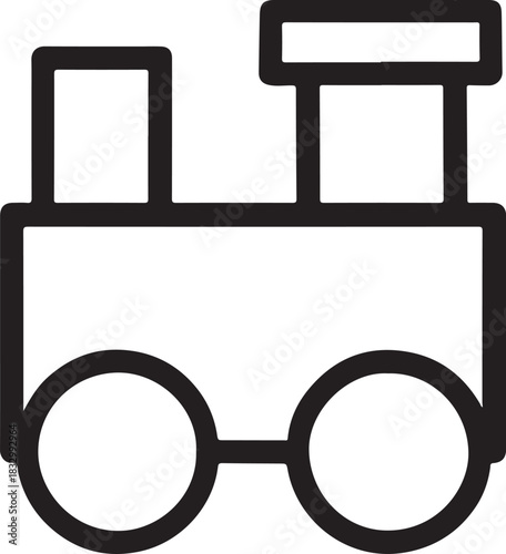 Simple black outline icon of a toy train