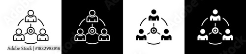 Share icon set in line and glyph style on black and white background