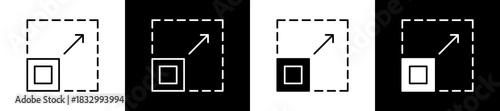 Scalability icon set in line and glyph style on black and white background