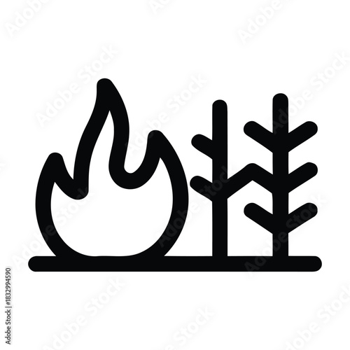 Rural fire burning dry crops and vegetation, representing agricultural disaster isolated on white background