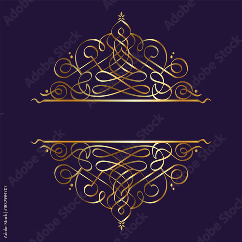 Elegant calligraphic decorative frame elements