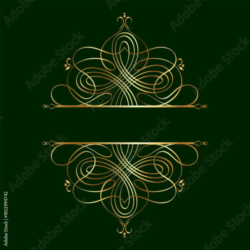 Elegant calligraphic decorative frame elements