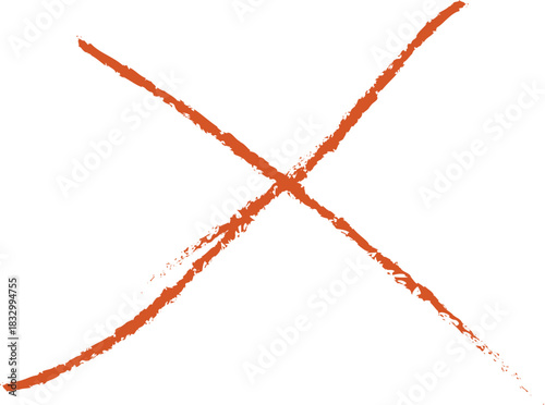 Hand drawn orange x mark on white background
A simple, hand-drawn orange X mark is centered on a clean white background, suggesting a negative or incorrect choice.