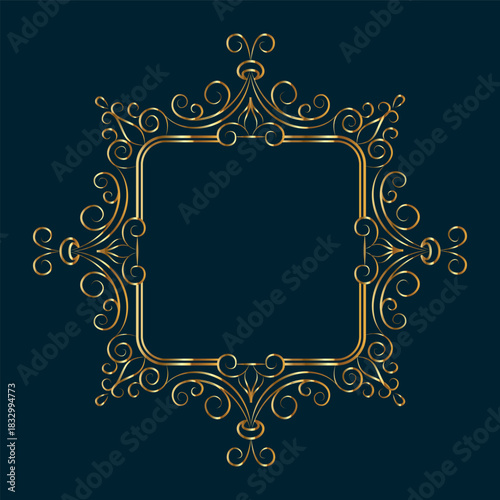Elegant calligraphic decorative frame elements