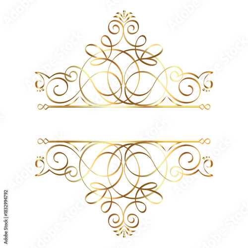 Elegant calligraphic decorative frame elements