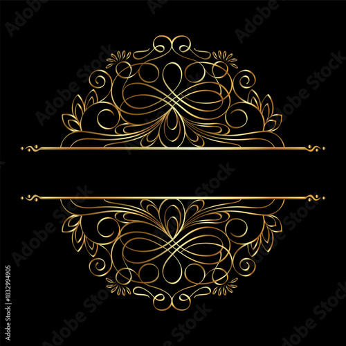 Elegant calligraphic decorative frame elements