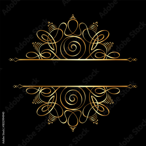 Elegant calligraphic decorative frame elements