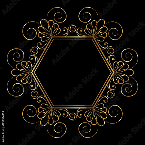 Elegant calligraphic decorative frame elements
