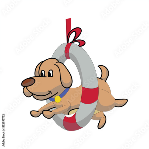 Happy dog jumping through a ring hoop. Concept of agility training and tricks