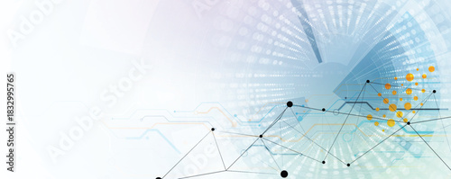Molecule model with hexagons, DNA strands, connected neural web