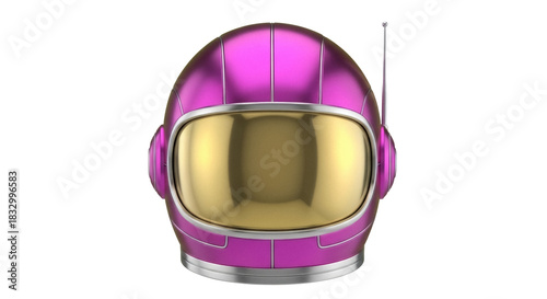 Canvastavla Retro pink astronaut helmet PNG isolated on transparent background, futuristic s