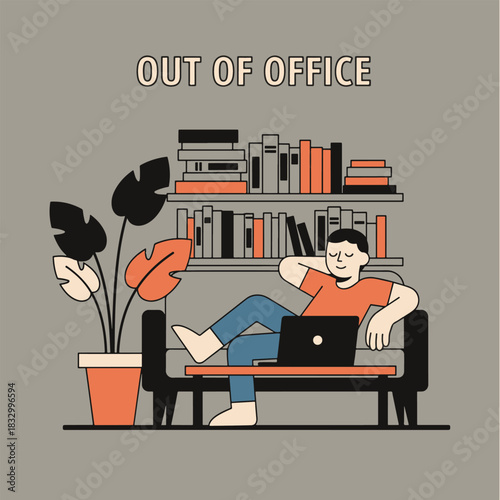 Relaxed person working remotely from home, enjoying a peaceful out of office time