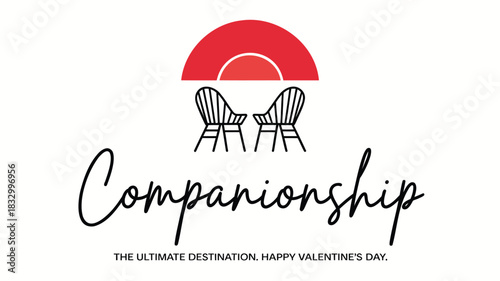 Two chairs facing each other under a red arch symbolizing companionship and the ultimate destination for love on valentine s day