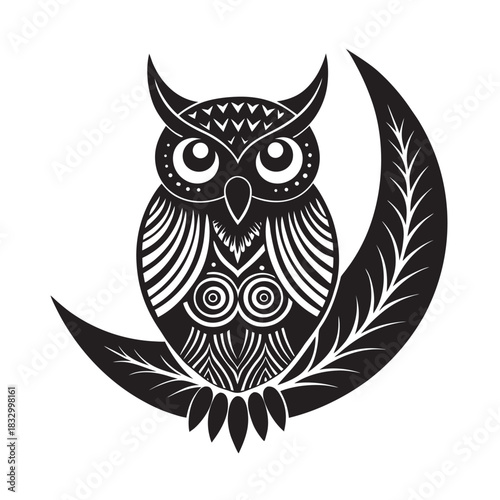 Tribal Owl Moon Grip Artistic Emblem