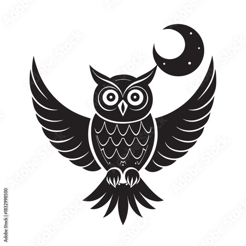 Mystical Owl Moon Harvest Artistic Emblem