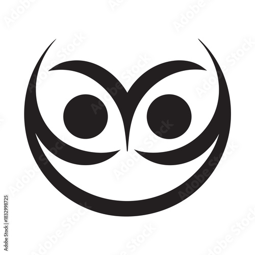 Curved Owl Eye Harmony Logo Illustration