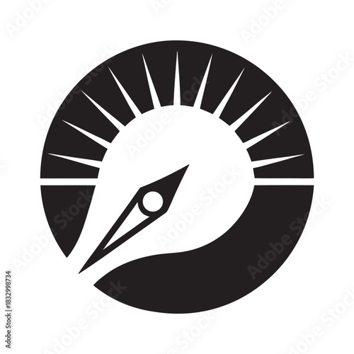 Elegant Beak Inktime Emblem Vector Mark