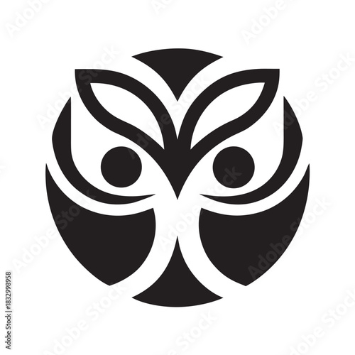 Ancient Owl Eye Glyph Logo Illustration