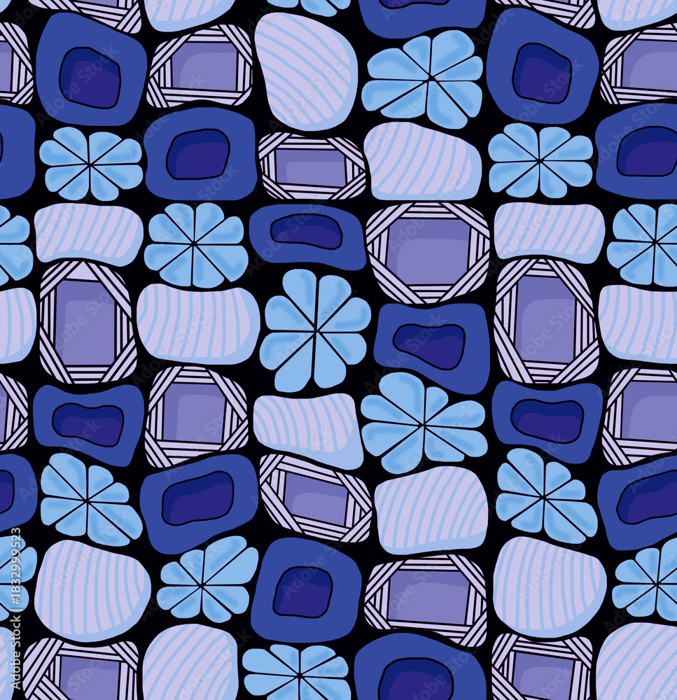 custom made wallpaper toronto digitalFloral mosaic pattern of bright colors on a black background.seamless drawing.