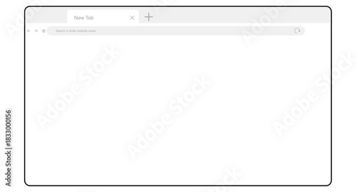 Empty browser window on transparent background. Empty web page mockup with toolbar