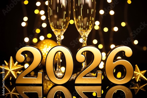 Golden neon New Year celebration sign