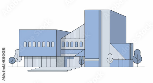 Modern Architectural Building with Sleek Design and Minimalist Aesthetics