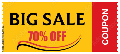 Simple flat ticket sale coupon voucher promotion banner label, discount shop price tag retail store event offer invitation badge pass template design vector