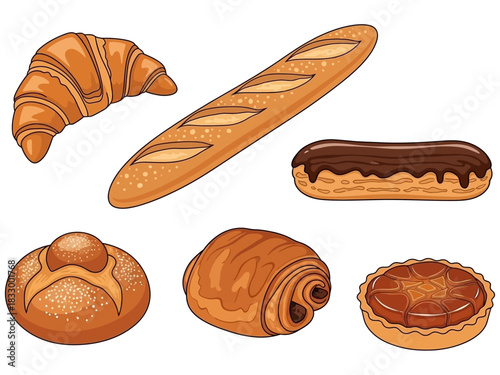 Delicious French Pastries Croissant, Baguette, and More