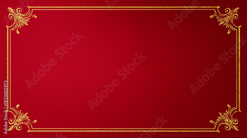 エレガントな金色の装飾枠と質感のある赤い背景の高級感あふれるフレーム