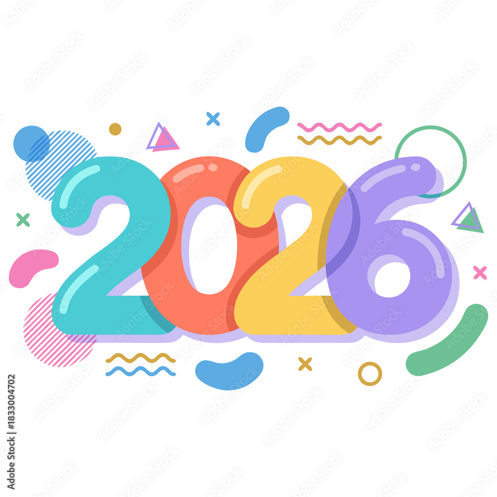 Fototapeta premium 2026 text typography vector design 02