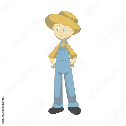 Confident farmer standing with hands on hips, ready for work