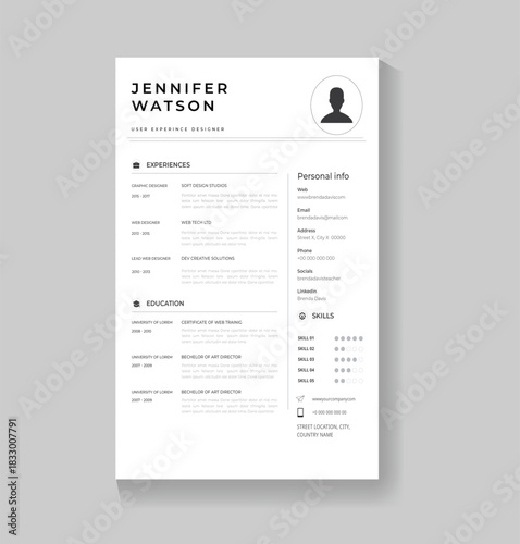 Simple Resume Template  Clean Minimalist CV Design
