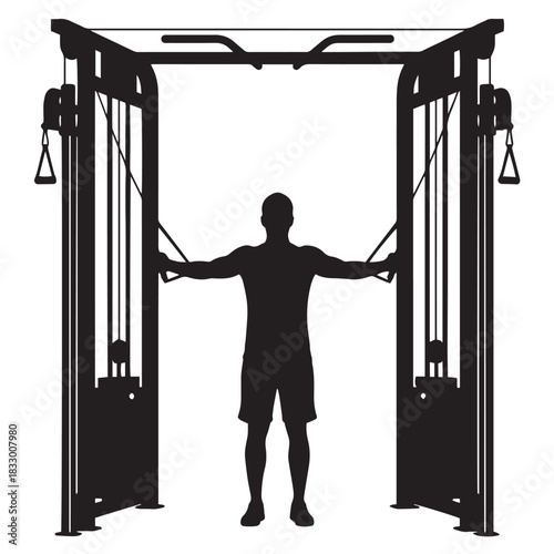 Cable Crossover Machine Silhouette – Gym Fitness Exercise Icon