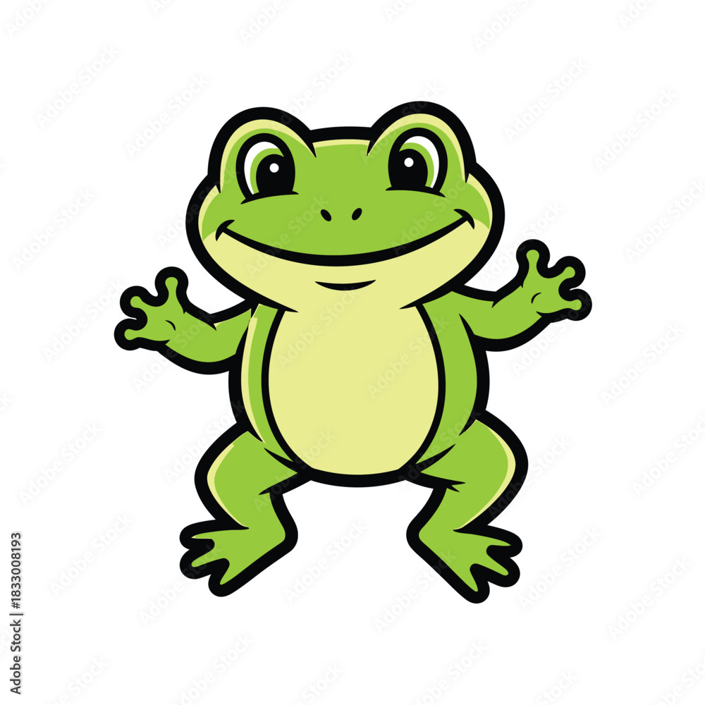Fototapeta premium Cartoon Frog with a Cheerful Expression and Open Arms.