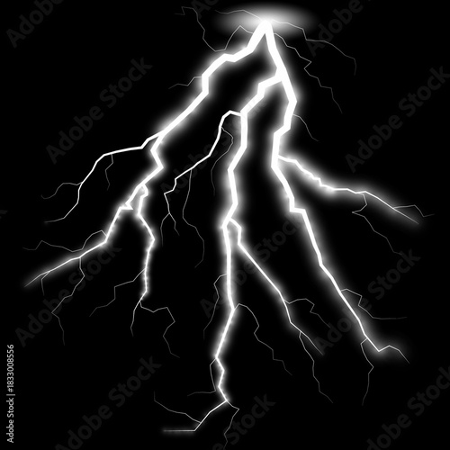 White Lightning Realistic Electric Lightning Strike Vector lightning, strike, thunder, electric, storm, white, energy, power, weather, digital