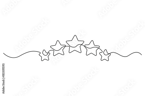 Continuous one line drawing of star rating Concept of rating service and customer reviews vector illustration
