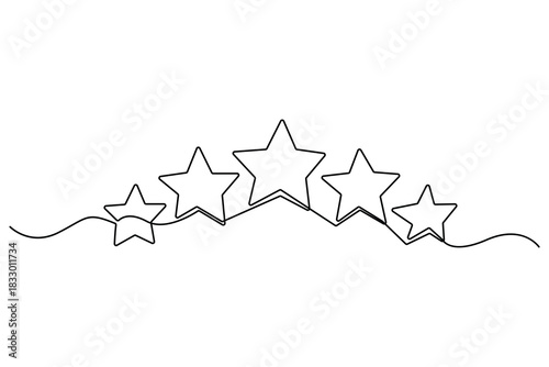Continuous one line drawing of star rating Concept of rating service and customer reviews vector illustration
