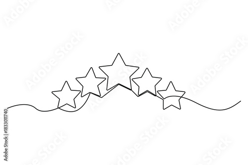 Continuous one line drawing of star rating Concept of rating service and customer reviews vector illustration

