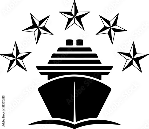 Cruise ship silhouette vector illustration