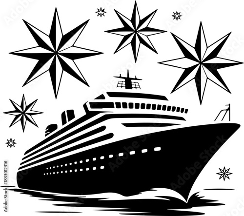 Cruise ship silhouette vector illustration