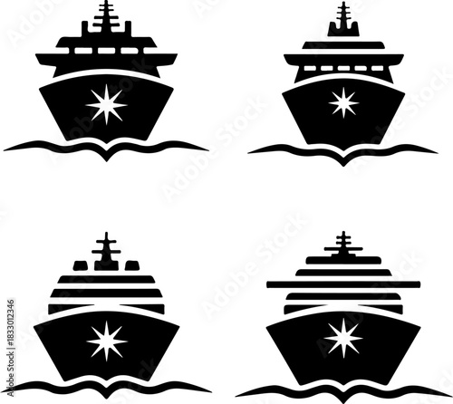 Cruise ship silhouette vector illustration